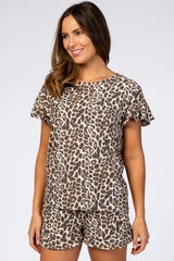 Brown Leopard Short Pajama Set