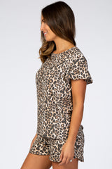 Brown Leopard Short Pajama Set