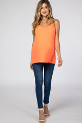 Orange Ribbed Racerback Maternity Tank Top