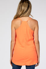 Orange Ribbed Racerback Maternity Tank Top