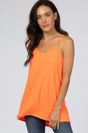 Orange Ribbed Racerback Tank Top