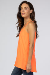 Orange Ribbed Racerback Tank Top