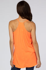 Orange Ribbed Racerback Tank Top