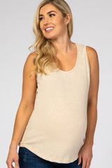 Cream Ribbed Maternity Tank Top