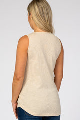 Cream Ribbed Maternity Tank Top