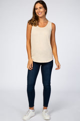 Cream Ribbed Tank Top