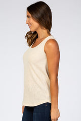 Cream Ribbed Tank Top