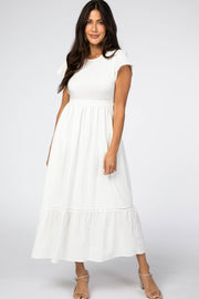 White Smocked Maxi Dress