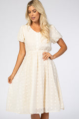 Cream Swiss Dot Midi Dress