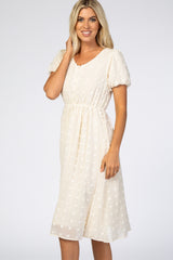 Cream Swiss Dot Midi Dress