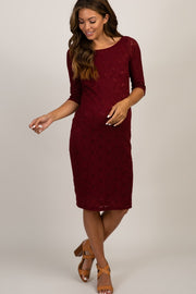 Burgundy Lace Maternity Dress