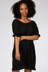 Black Short Ruffle Sleeve Dress