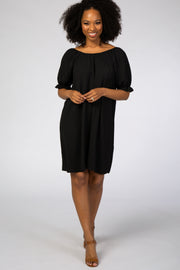 Black Short Ruffle Sleeve Dress