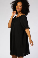 Black Short Ruffle Sleeve Dress