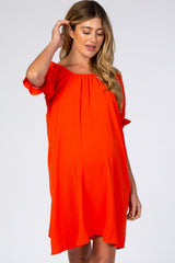 Red Short Ruffle Sleeve Maternity Dress