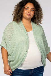 Mint Green Woven Knit Dolman Maternity Plus Cover Up