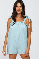 Light Blue Chambray Shoulder Tie Romper