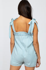 Light Blue Chambray Shoulder Tie Romper