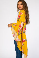 Yellow Floral Long Sleeve Maternity Cover Up