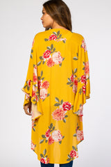 Yellow Floral Long Sleeve Maternity Cover Up