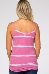 Pink Tie Dye Striped Maternity Tank Top