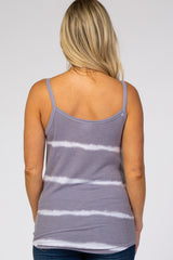 Grey Tie Dye Striped Maternity Tank Top