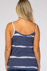 Navy Tie Dye Striped Maternity Tank Top