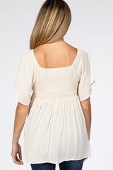 Cream Smocked Ruffle Babydoll Maternity Top