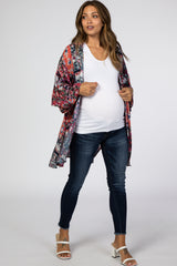 Navy Floral Patchwork Maternity Cover Up