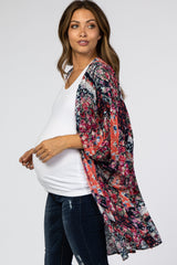 Navy Floral Patchwork Maternity Cover Up