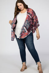 Navy Floral Patchwork Maternity Plus Cover Up