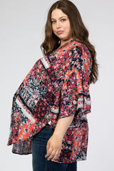 Navy Floral Patchwork Maternity Plus Cover Up