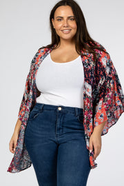 Navy Floral Patchwork Plus Cover Up