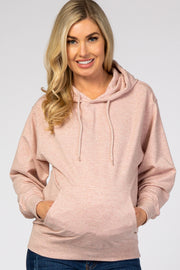 Pink Basic Hooded Maternity Sweatshirt