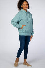 Blue Soft Fleece Drawstring Hoodie