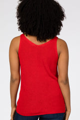 Red V-Neck Sweater Tank Top