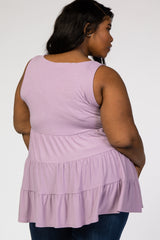 Lavender Tiered Sleeveless Plus Top