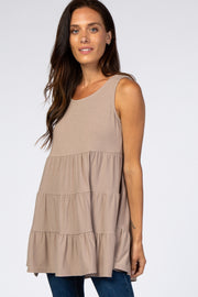 Beige Tiered Sleeveless Top