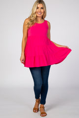 Fuchsia Tiered Sleeveless Maternity Top