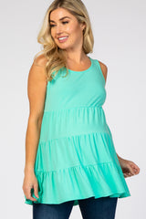 Turquoise Tiered Sleeveless Maternity Top