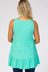 Turquoise Tiered Sleeveless Maternity Top