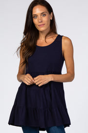 Navy Tiered Sleeveless Top