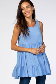 Light Blue Tiered Sleeveless Top