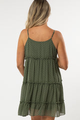 Olive Polka Dot Ruffle Tiered Maternity Dress