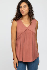 Rust Sleeveless Babydoll Tank Top