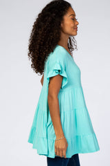 Mint Tiered Ruffle Sleeve Mini Dress