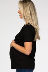 Black Cutout Short Sleeve Maternity Top