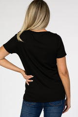 Black Cutout Short Sleeve Maternity Top