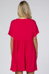 Fuchsia V-Neck Dolman Maternity Dress