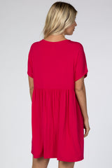 Fuchsia V-Neck Dolman Dress